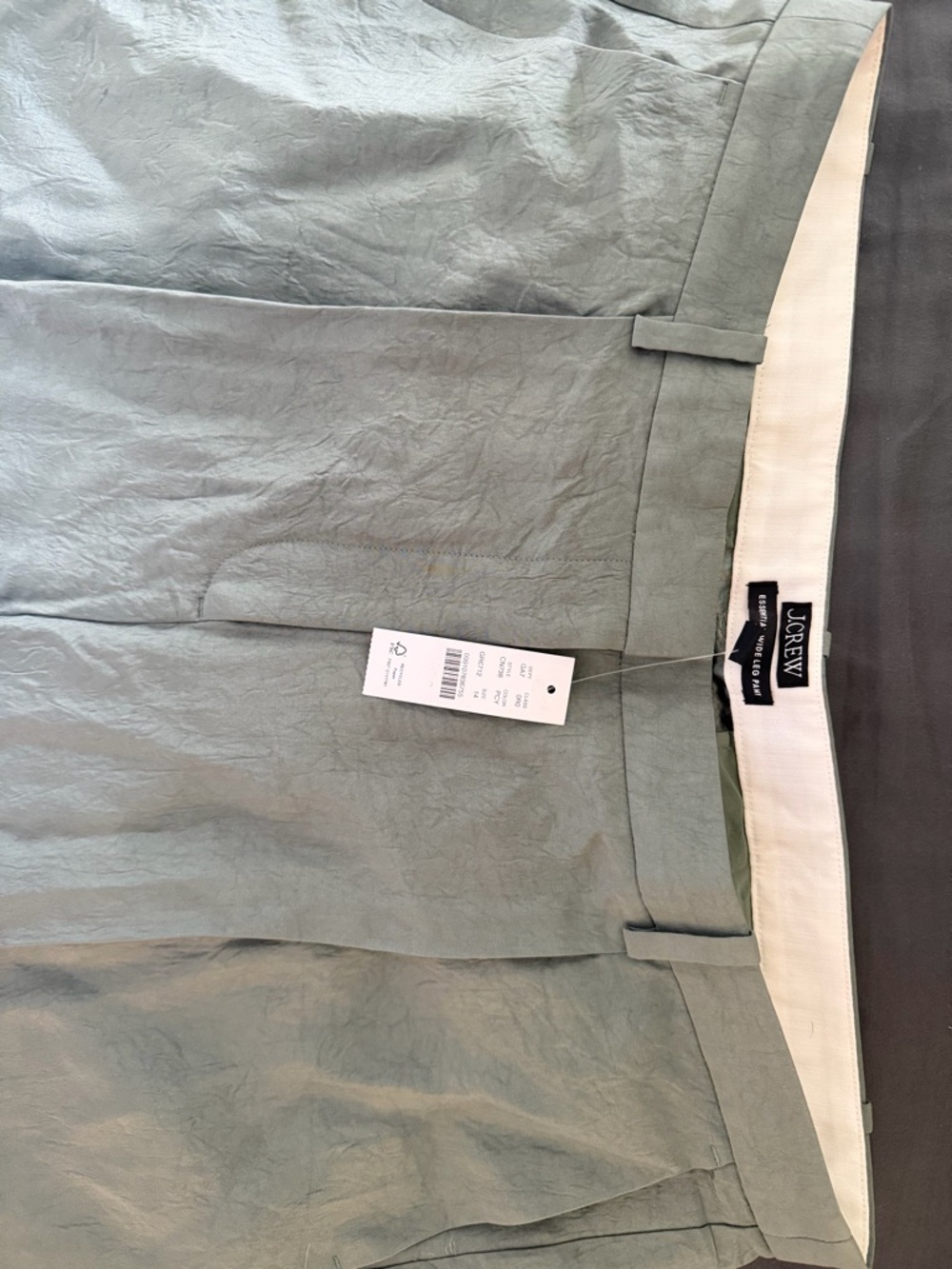 J. Crew Sage Green textured satin trouser Pants